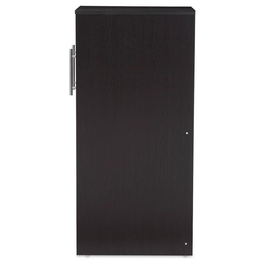 Baxton Studio Lindo Wood Bookcase with Two Pulled Out Doors Shelving Cabinet, Dark Brown