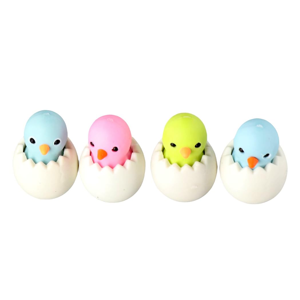4 Pcs Eggshell Shape Eraser, 3D Cartoon Chick Egg Pencil Erasers, Mini Animal Eraser Correction Tool Party Favors For Office, Ra