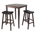 Ergode Harrington Drop Leaf High Table Set | Solid Wood | Walnut Finish | 39.37" W x 31.5" D x 36.22" H | Includes 2 Stools | Fully Assembled (94360-VV)