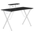 Flash Furniture Mallot Gaming Desk - Black/White Computer Desk - 51.5" Gamers Table with Cup Holder, Headphone Hook, and Monitor/Smartphone Stand