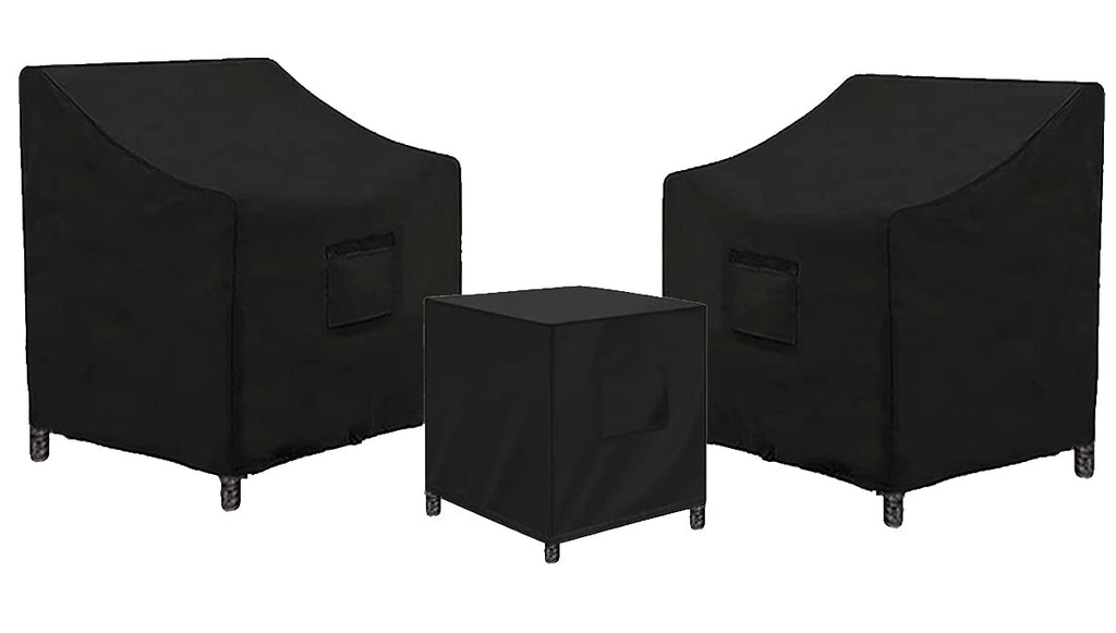 Siruiton 3 Piece Outdoor Veranda Patio Garden Furniture Cover Set With 420D Durable And Water Resistant Fabric,Fit For Outdoor Wicker Patio Furniture Sets/Rattan Chair Conversation Sets-Balck