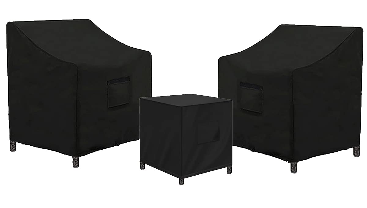 Siruiton 3 Piece Outdoor Veranda Patio Garden Furniture Cover Set With 420D Durable And Water Resistant Fabric,Fit For Outdoor Wicker Patio Furniture Sets/Rattan Chair Conversation Sets-Balck