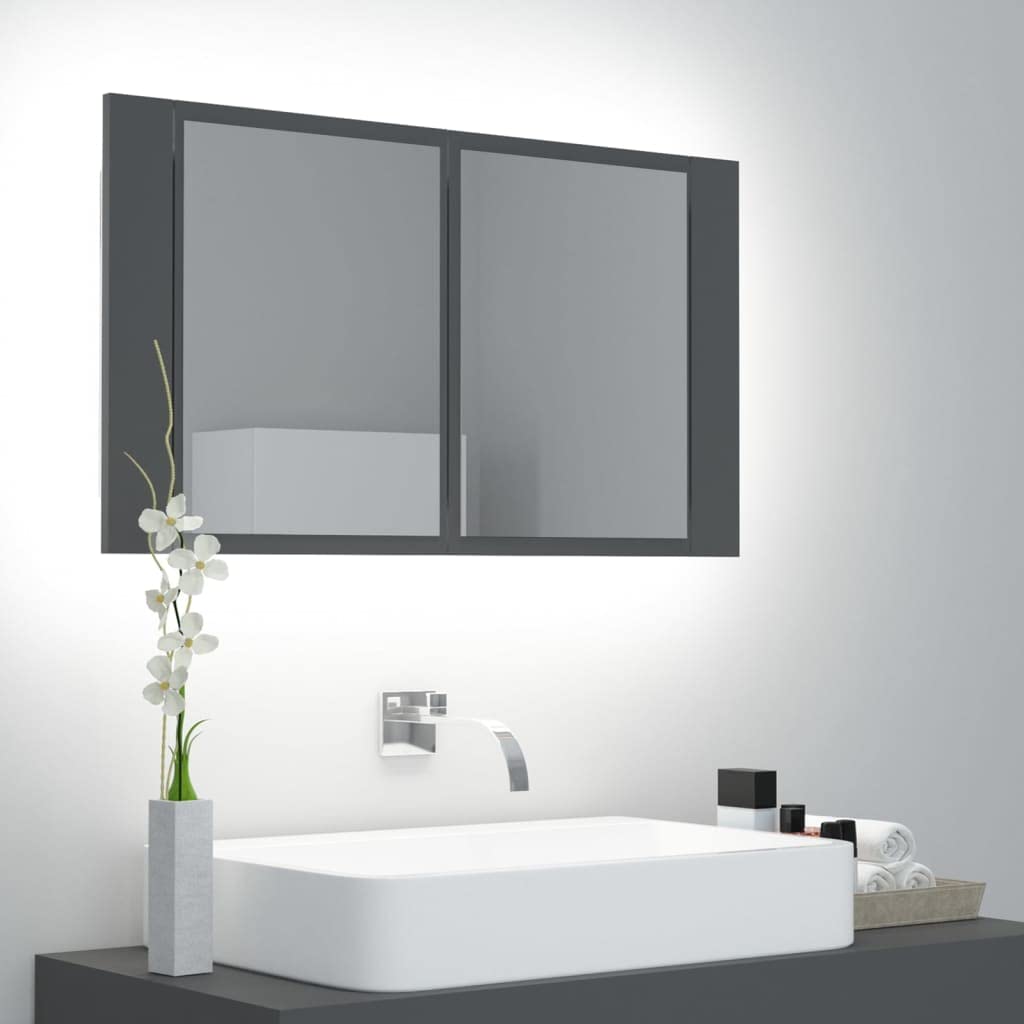 vidaXL LED Bathroom Mirror Cabinet Gray 31.5&quot;x4.7&quot;x17.7&quot;