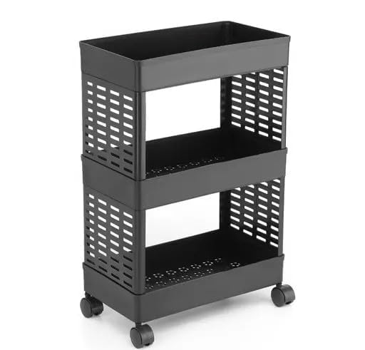 Iditri Export4 Layer Multipurpose Plastic Trolley With Dish Rack For Kitchen Fruit Vegetable Storage Basket Kitchenware Food, S