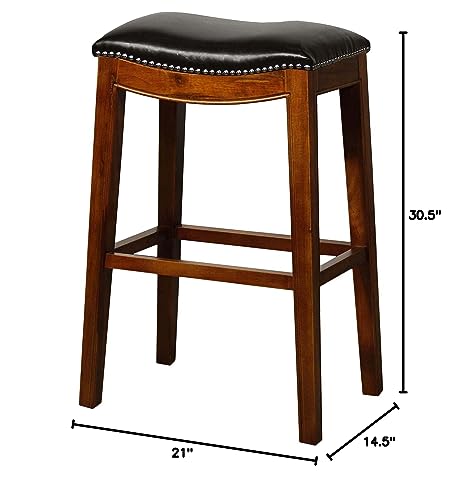 New Pacific Direct Elmo Bonded Leather Bar Stool, Black