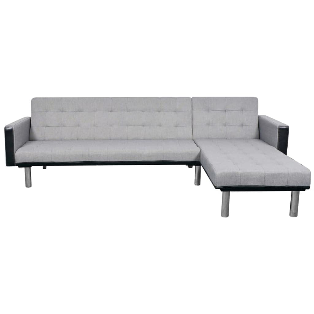 vidaXL L-Shaped Sofa Bed Fabric Black and Gray