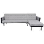 vidaXL L-Shaped Sofa Bed Fabric Black and Gray