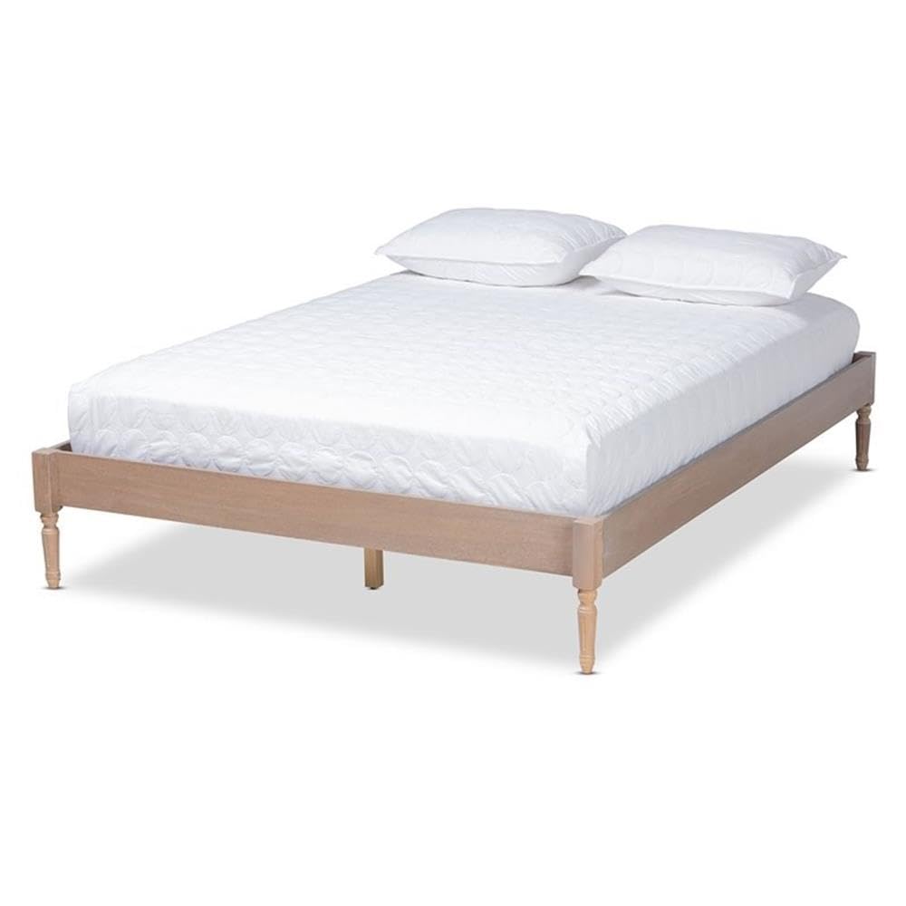 Baxton Studio Colette French Bohemian Antique Oak Finished Wood Full Size Platform Bed Frame