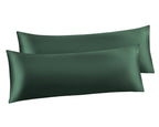Ersmak Satin Body Pillow Set of 2, 20x54 Inches, Dark Green, Ultra Soft, Stain Resistant, Polyester Satin Fabric, 2 Pack