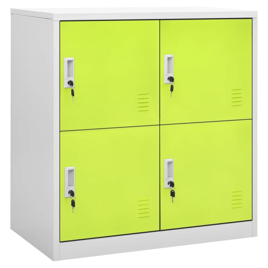 vidaXL Steel Locker Cabinet - Light Gray and Green, Modern Design, 35.4&quot;x17.7&quot;x36.4&quot;, with 4 Lockers, Suitable for School, Office, Home Storage