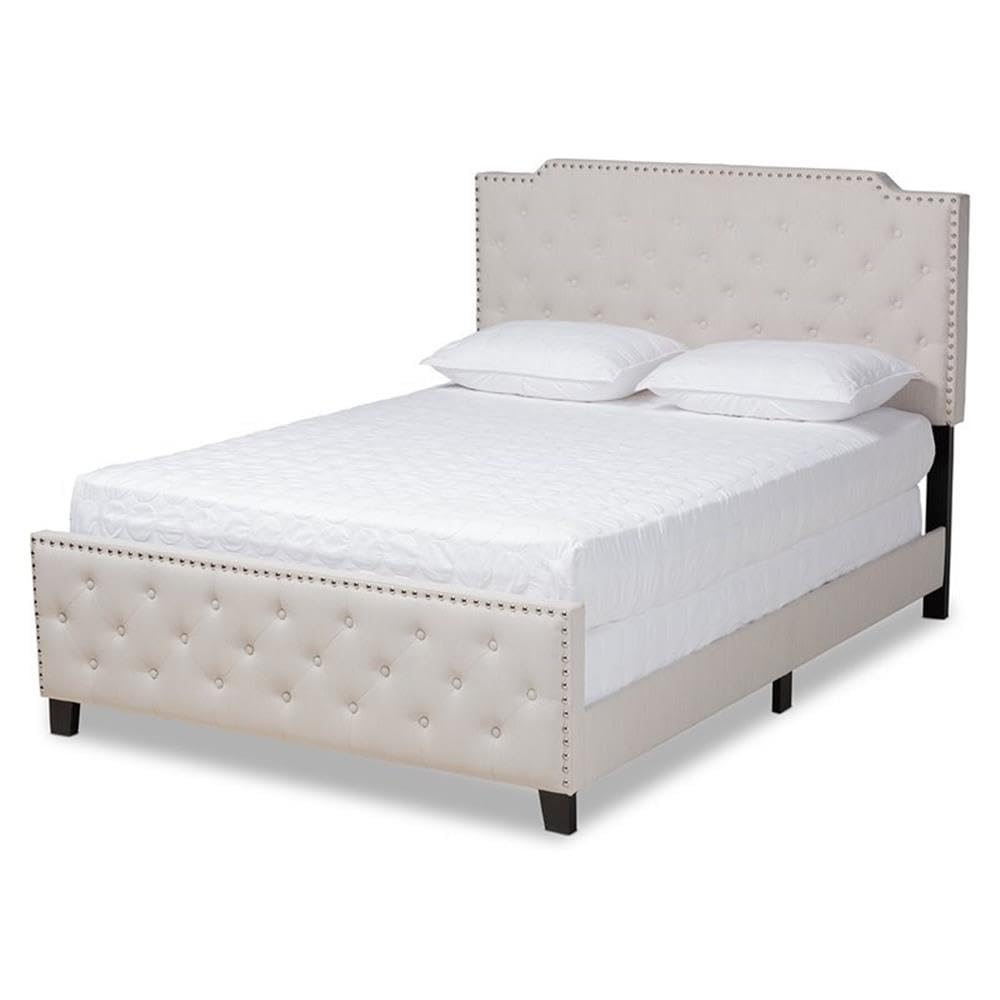 Baxton Studio Marion Bed, Queen, Beige and Black (162-10324-HiT)