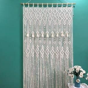 R.R.LALA Macrame Curtain Boho Curtain Cotton Rope Curtain I Home Decor Fringes for Decor, Bedroom, Kitchen, Living Room (40 x 80