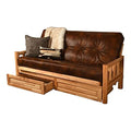 Kodiak Furniture Natural Lodge Storage Futon with Brown Faux Leather Mattress