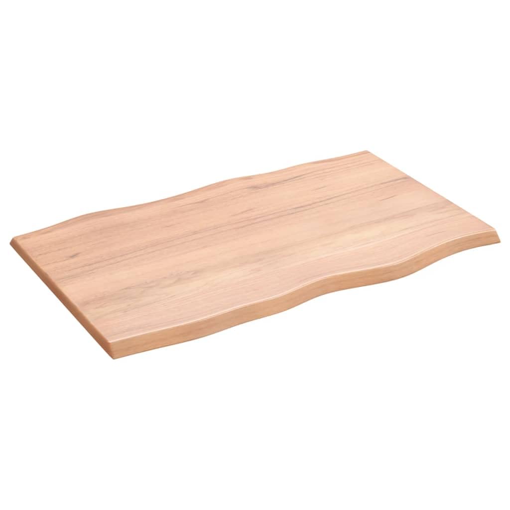 vidaXL Solid Oak Wood Table Top - Light Brown, Live Edge, Treated Surface, for Home and Commercial Use, Handcrafted - 31.5"x19.7"x0.8"