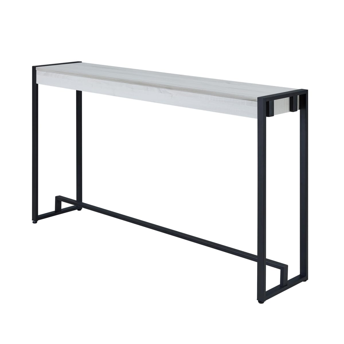 HomeRoots 402411 54 in. Distressed Sled Console Table White & Black