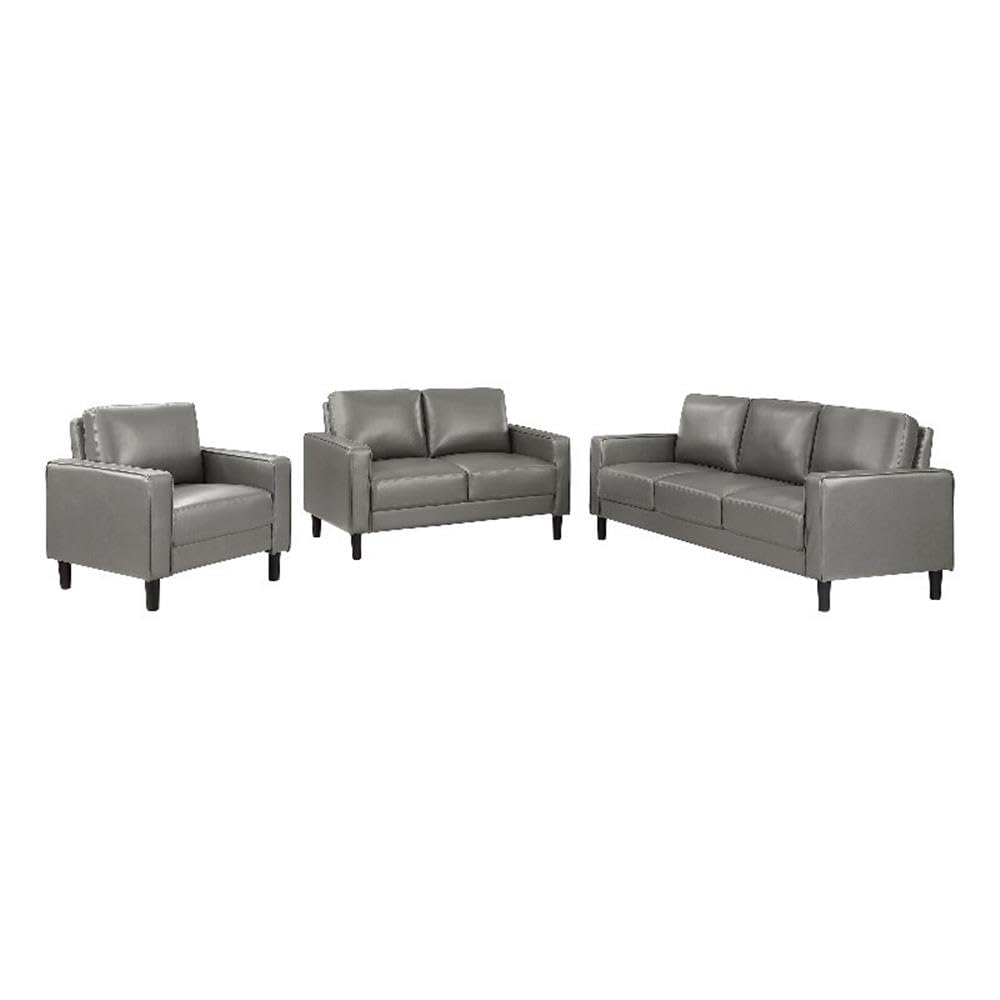 Coaster Ruth 3-Piece Upholstered Track Arm Faux Leather Sofa Set