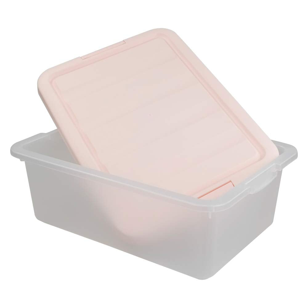 Ucake 14 Quart Plastic Storage Boxes With Pink Lids, 2 Packs