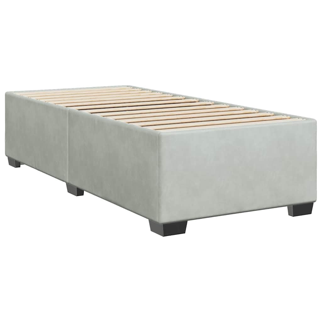 vidaXL Twin XL Bed Frame - Light Gray Velvet Upholstered Bedstead with Sturdy Slat Support - Engineered Wood & Plywood
