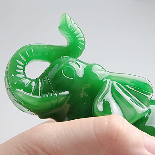 Acxico Jade Green Elephant Statue Resin Feng Shui Good Luck Wisdom Fertility Home Decor Gift 4.25" L x 2" W x 4.25" H