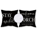 Tajwe Outdoor Pillow Covers Waterproof 16X16 Set Of 2 Black And White Decorative Welcome To Our Porch Stay Awhile Cushion Cases