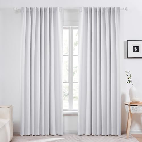 Deconovo Blackout Curtains – Room Darkening, Noise-Reducing, Thermal Insulated – Energy-Efficient Window Treatment For Bedroom, Living Room & Home Office – 2 Panels, Star White, 70W X 95L Inch