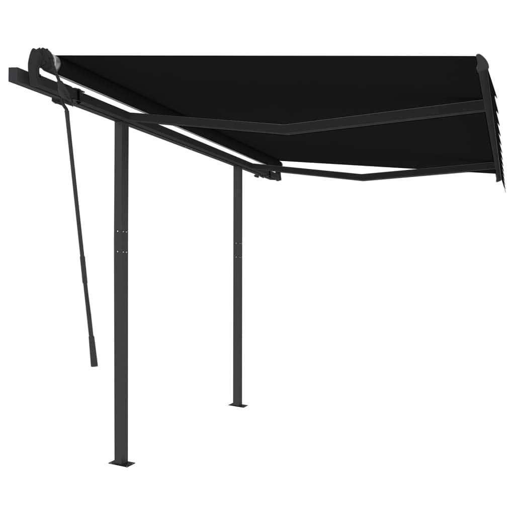 'vidaXL Manual Retractable Patio Awning 9.8'x8.2' Anthracite - UV-Resistant & Waterproof with Adjustable Angle and Height, Lightweight Powder-Coated Aluminum Frame and Iron Post