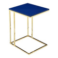 Pangea Home Fred Gloss Lacquer & Polished Steel Metal Tray Table In Navy/Gold