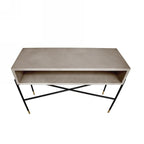 HomeRoots Grey, Black Industrial 45' Concrete and Metal Console Console Table