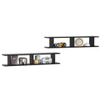 vidaXL Wall Shelves 2 pcs Black 41.3"x7.1"x7.9" Engineered Wood