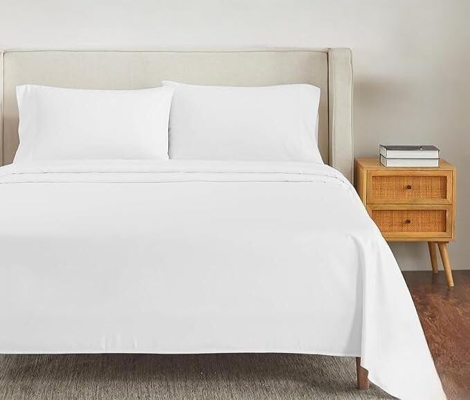 4 Piece Premium Sheet Set Cotton Queen, 100% Egyptian Cotton, 400 Thread Count, 18 Inch Deep Pocket Of Cotton Sheets, White Soli