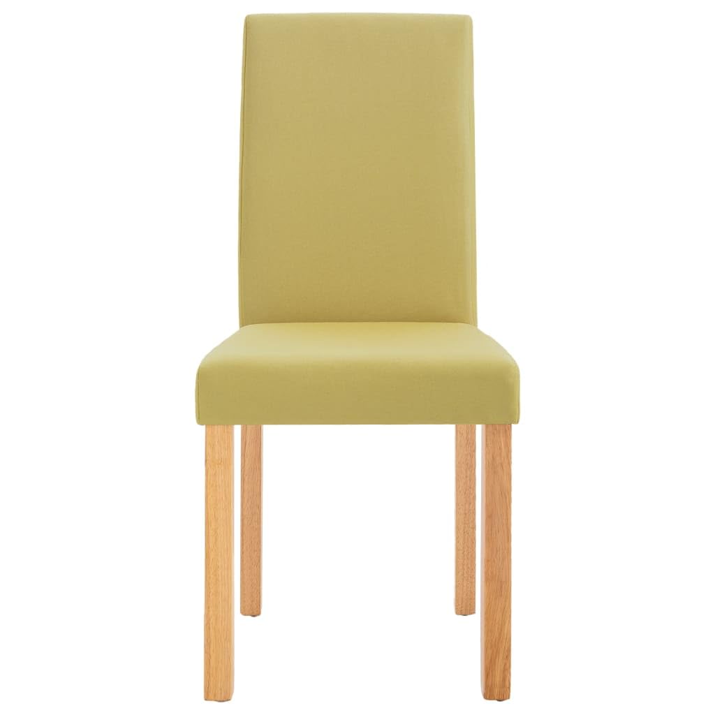 vidaXL Dining Chairs in Green Fabric, Set of 6, Ergonomically Designed, Solid Rubber Wood Frame - Perfect for Kitchen or Dining Room