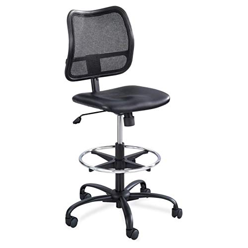 Safco Rolling Chair, Extended Height, Black Vinyl Mesh, Adjustable Height, Supportive Back and Ergonomic Design, 250 lbs Capacity, Black