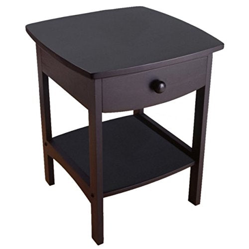 Ergode Claire Curved Nightstand - White | Versatile Bedroom Accent Table | Pull-Out Drawer & Bottom Shelf | (20218-VV)