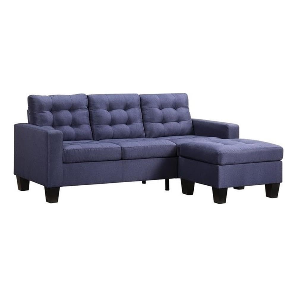 Acme Earsom Tufted Upholstered Sectional Sofa in Blue Linen