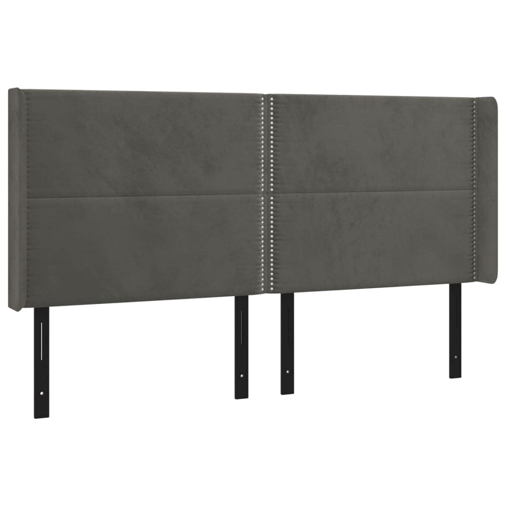 Vidaxl Headboard With Ears Home Indoor Bed Accessory Bedroom Upholstered Headboard Bed Header Furniture Dark Gray 79.9"X6.3"X46.5"/50.4" Velvet
