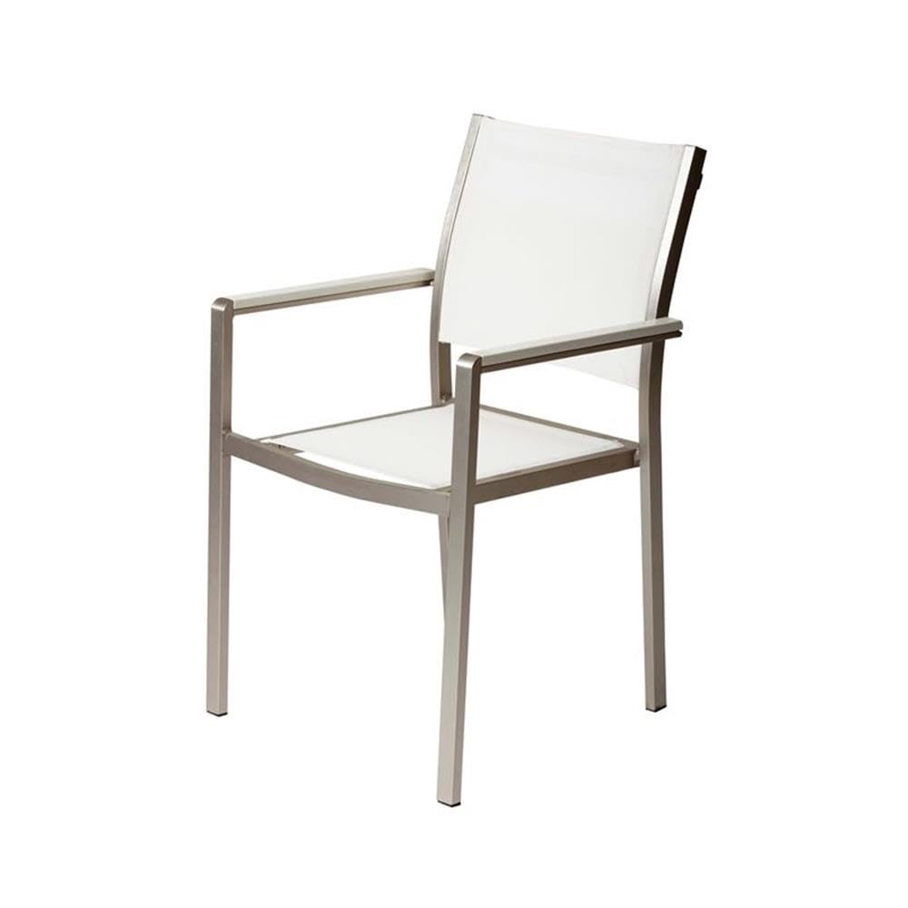 Pangea Home David Aluminum Patio Dining Char in Gray/White (Set of 6)