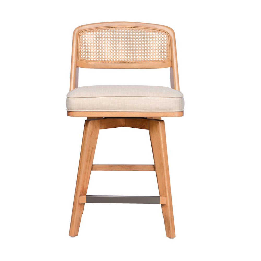 Swivel Counter Stool with Rattan Back