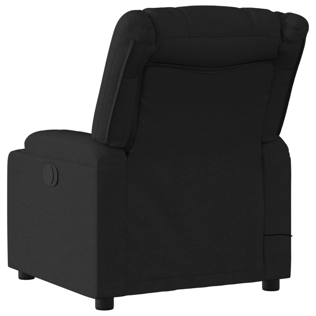 vidaXL Massage Recliner Chair - Black Fabric - Manual Adjustment - 6-Point Vibration - Cup Holders - Home, Office, Living Room