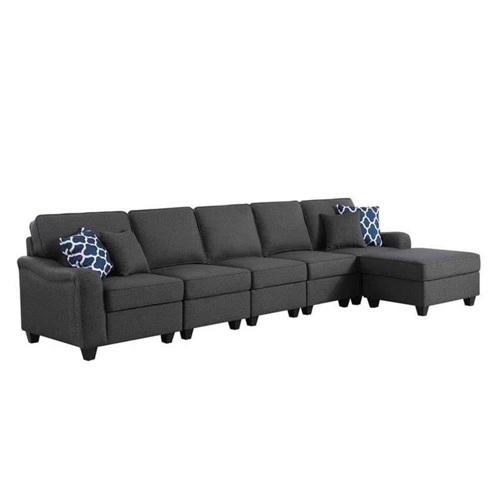 Lilola Home Leo 6 Seater Sofa and Ottoman - Thumbnail 5