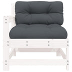 vidaXL White Solid Pine Wood Patio Chair with Anthracite Cushions, Sturdy and Stable, Rustic Look, Thickly Padded for Comfort, Modular Design for Personal Customization, Ideal for Garden/Terrace