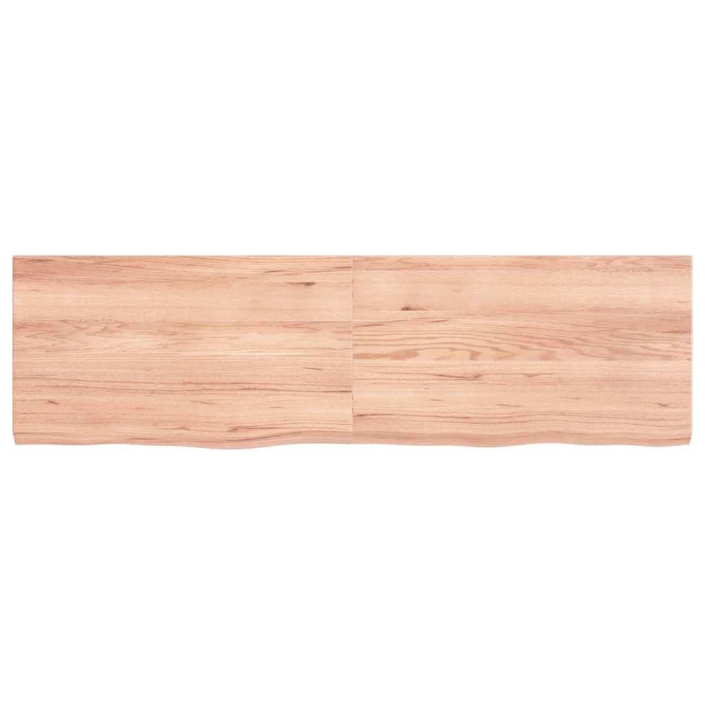 vidaXL Solid Oak Wood Table Top - Light Brown Replacement Board with Live Edge and Varnished Finish for Home and Commercial Use - 55.1x15.7x(0.8-1.6)