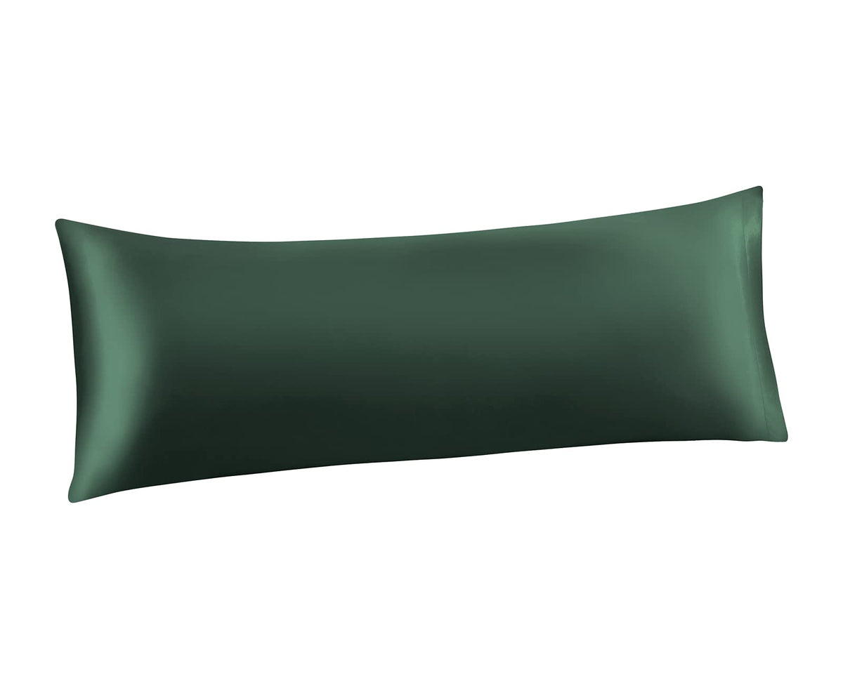 Ersmak Satin Body Pillow Cover, 20X54 Inches Dark Green Ultra Soft Satin Body Pillow Case For Hair And Skin, Silky Slip Cooling