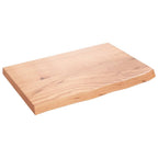 vidaXL Table Top - Light Brown Treated Solid Oak Wood, Natural Finish, Versatile Usage, Handcrafted, Unique Live Edge, Easy Installation