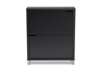 Baxton Studio Simms Modern and Contemporary Dark Grey Finished Wood Shoe Storage Cabinet with 4 Fold-Out Racks