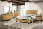Coaster Home Furnishings Kaywood Mid-Century Modern 5-Piece Bedroom Set Queen Size Panel Bed Frame 52-inch Headboard Weathered Brown and Natural Pine 225001Q-S5