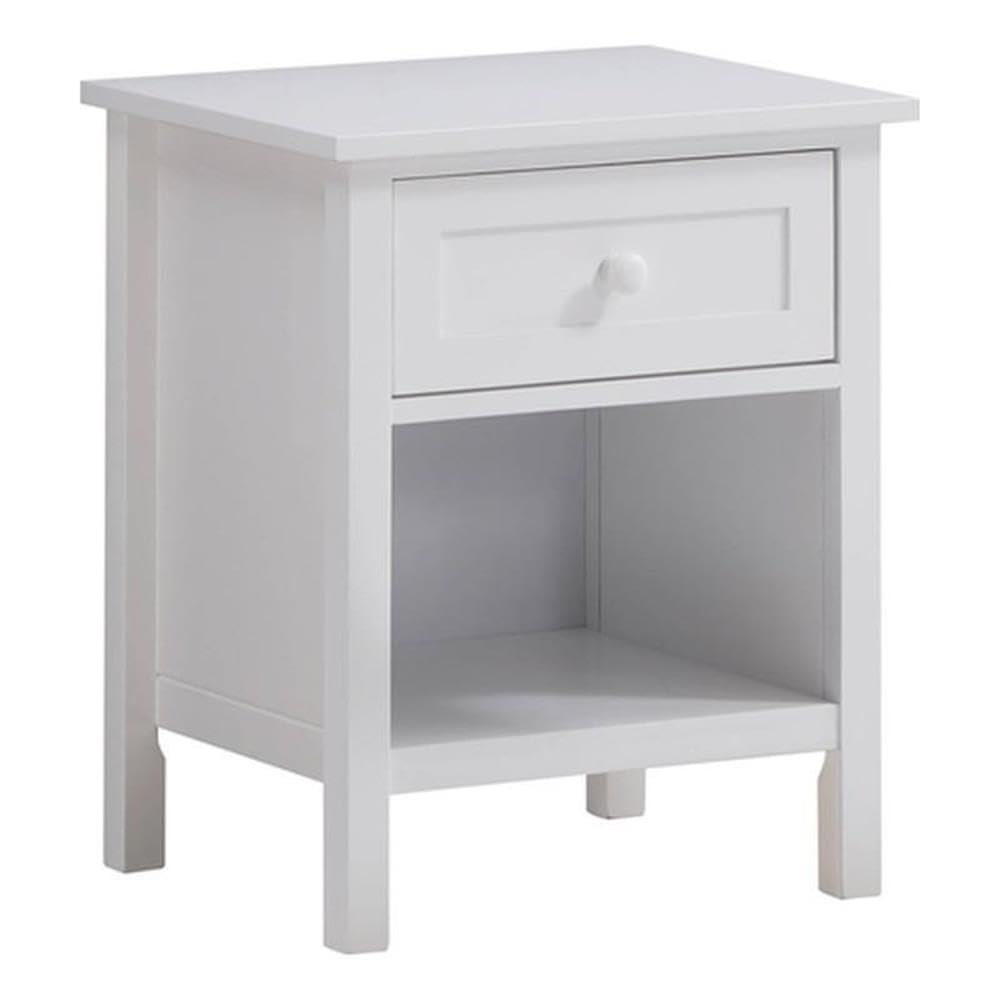 Acme Iolanda 1-Drawer Wooden Nightstand with Compartment in White