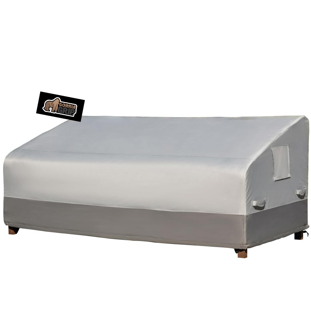 Gorilla Grip Waterproof Large Outdoor Sofa Cover, 90 Inch, Adjustable Furniture Cover Sets For Winter, Keep Cushions Dry, Protec