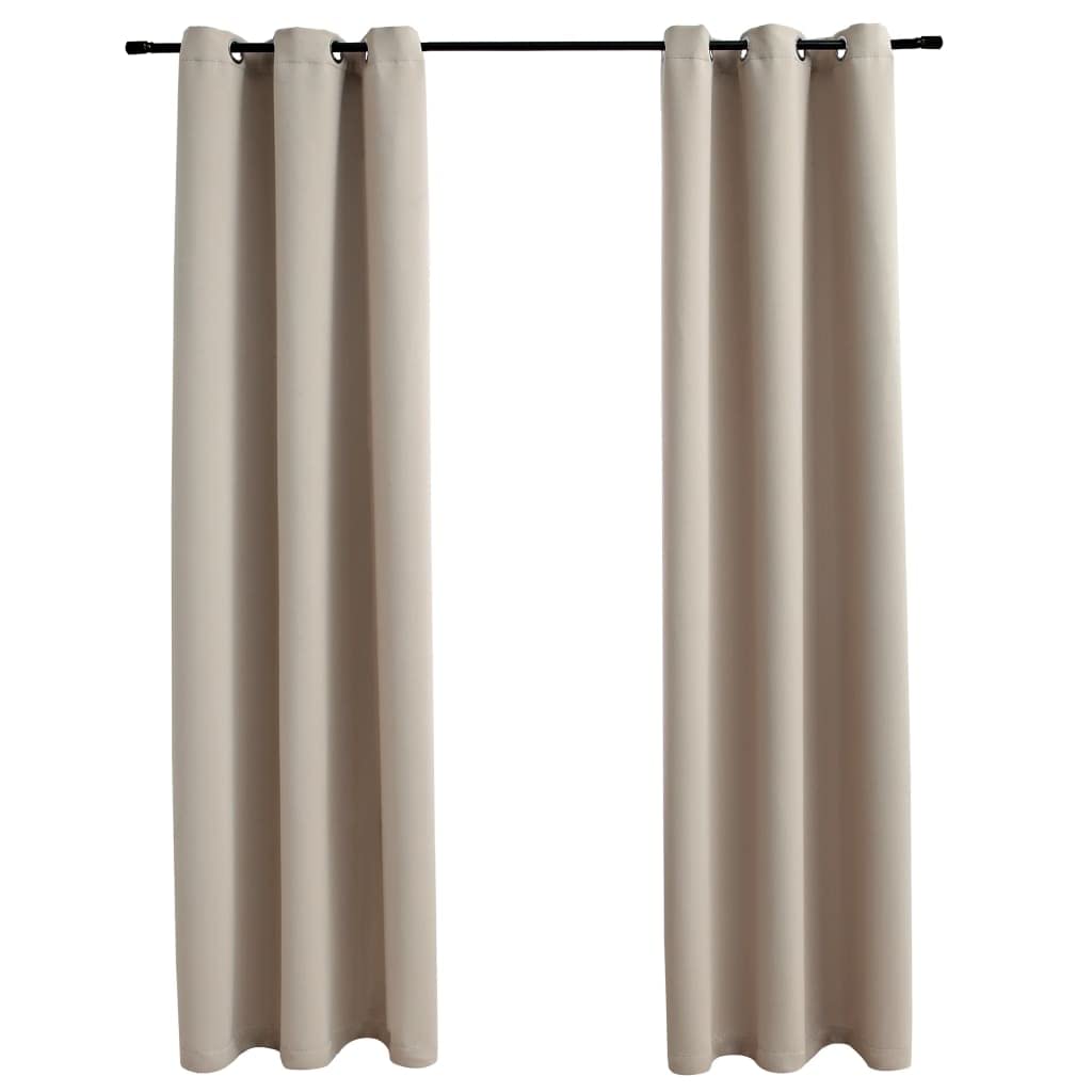 vidaXL Blackout Curtains with Rings – 2 pcs Beige Fabric, 37&quot;x63&quot; – Elegant, Machine Washable, Light Blocking & Privacy Ensuring.