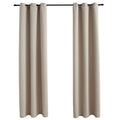 vidaXL Beige Blackout Curtains -Ring Design, Fabric (100% Polyester), Easy to Install & Clean, Light Control, Size 37"x84"