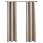 vidaXL Beige Blackout Curtains -Ring Design, Fabric (100% Polyester), Easy to Install & Clean, Light Control, Size 37"x84"